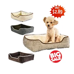 Grande promotion de vente en stock 3 dollars produits pour animaux de compagnie lit en gros lavable chaud pas cher lits pour chiens