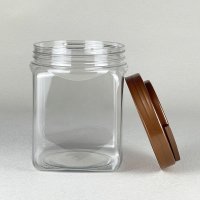 Pot en plastique alimentaire de 1/2 gallon avec couvercle et étiquette, pot carré en plastique