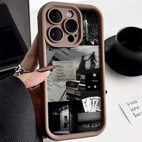 Coque de téléphone en silicone gel noir et blanc compatible DIY pour iPhone 17 Pro Max, 14, 13/12, 11 – Motif 'Fragments de Vie' – Populaire sur Internet, style japonais et coréen