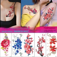 Tatouages temporaires 3D papillons et fleurs, autocollants colorés pour le corps, tatouages temporaires pour femmes