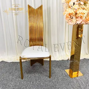 Популярная королевская мебель, стул из нержавеющей стали с высокой спинкой, свадебное кресло для гостиничного приема, для свадебных мероприятий