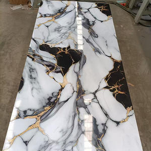 <span class=keywords><strong>Panneau</strong></span> <span class=keywords><strong>mural</strong></span> en PVC brillant, imperméable et résistant à l'humidité, avec design marbré et film doré, design graphique moderne <span class=keywords><strong>pour</strong></span> fond de télévision - Product Image 3