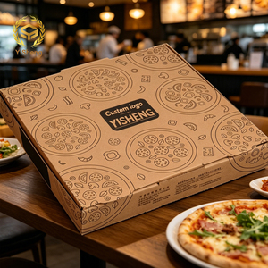 Caja de Pizza Biodegradable de Cartón Kraft, Impresa con Logotipo Personalizado, Caja de Alimentos Corrugada Ecológica para Pizzería Orgánica, Entrega de Alimentos Saludables - Product Image 3