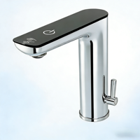 Robinet de lavabo à capteur tactile et à induction sans contact avec affichage numérique LED, double commande, économie d'énergie, monotrou