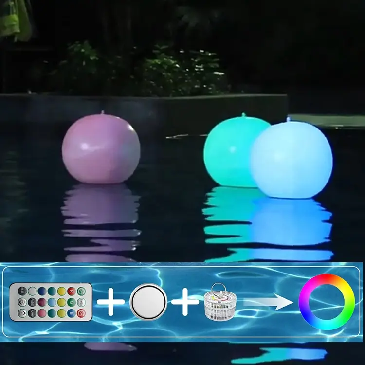 40cm PVC Light-Up Inflatable Pool Toys with Remote Control LED Beach Ball Logo Printing Fun Playful Top for Pool and Beach