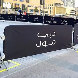 Mesh Crowd Control Barricade Banner Covers Fencing Signs Steel Jacket Print Barrier Banner Cover