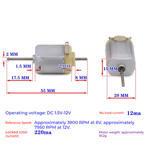 <span class=keywords><strong>Motor</strong></span> <span class=keywords><strong>DC</strong></span> com Escovas de Eixo Duplo 130, 1.5-12V, Alta Velocidade 12K RPM, Direto da Fábrica, para Ventiladores, Robôs de Brinquedo, Projetos DIY e Trens em Escala H0 - Product Image 5