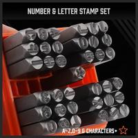 GTYPRO 37PCS Number and Letter Stamp Set 1/4 (6mm) (A-Z & 0-9 + Stars) Punch Imprinting Metal Stamping Kit Plastic Wood Leather