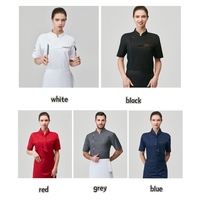 Uniforme de chef de cuisine de restaurant, vêtements de travail en maille respirante, chemise de cuisine à manches courtes avec boutons