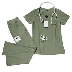 Uniformes médicos para <span class=keywords><strong>hombre</strong></span> y mujer, traje personalizado con cuello en V, ropa de trabajo, uniforme de hospital, <span class=keywords><strong>pantalones</strong></span> rectos, ropa médica. - Product Image 3