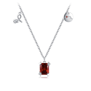 Bijoux en argent Sterling 925 de haute qualité, pierre de naissance, zircon cubique, pierre précieuse carrée, <span class=keywords><strong>Horoscope</strong></span>, 12 signes <span class=keywords><strong>du</strong></span> zodiaque, collier - Product Image 2