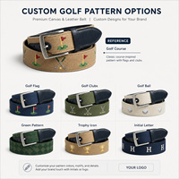 Ceinture de golf brodée marine pour hommes, en toile, avec logo personnalisé, marque privée, fournisseur en gros pour magasins professionnels