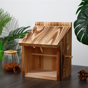 Casa de Pájaros de <span class=keywords><strong>Madera</strong></span> para Exteriores, Acabado Quemado, Aislamiento Térmico, Caja de Anidación para Aves, de <span class=keywords><strong>Madera</strong></span> de Pino Sólido - Product Image 3