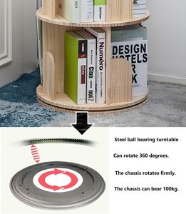 Wohn möbel antike Bambus Massivholz Bücherregale Kinder rotierende Bücherregal - Product Image 6