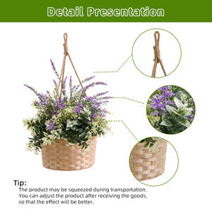 HL-141 बॉक्सवुड फलों के साथ असली नकली प्लास्टिक लैवेंडर दिखते हैं, जो फूलों की टोकरी - Product Image 5