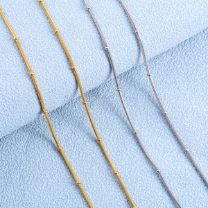Dainty Thin <b>Necklace</b> for Women <b>Ladies</b> Stainless Steel Round Snake Chain with Bead <b>Choker</b> Gold/Silver Color Jewelry Accessories - Product Image 1
