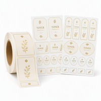 Étiquettes autocollantes personnalisées en papier d'art avec dorure à chaud pour bouteilles et pots, en rouleau ou en feuilles, découpées, forte adhérence, faible MOQ