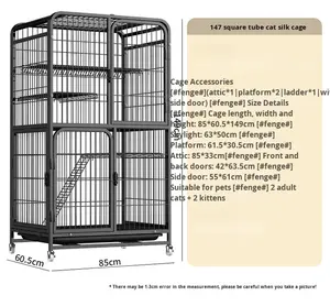 Meerlaagse Ijzeren Kattenvillakooi Voor Kittens En Volwassen Katten-Benodigdheden Voor Huisdieren Voor Grote Kattenhuizen - Product Image 6