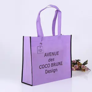 Custom Sublimation Recycle Pp Non-woven Blank Pink Bag Eco-friendly Cheap Give Away Non Woven Shopping Bag Images In Purple