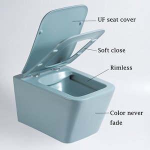 WC mural sans bride en porcelaine colorée gris mat <span class=keywords><strong>PATE</strong></span> B2351MH, WC carré gris personnalisé avec réservoir d'eau dissimulé - Product Image 3