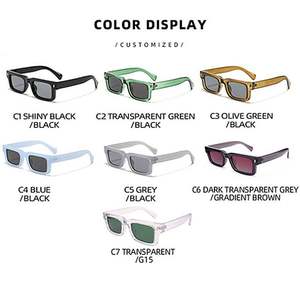Lunettes de soleil rectangulaires rétro tendance 2026 pour hommes et femmes avec logo personnalisé, protection UV400, couleur transparente effet gelée, monture carrée - Product Image 5