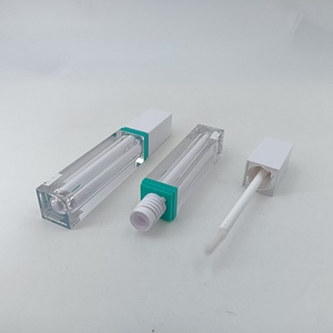Tube carré transparent à double paroi pour brillant à lèvres, avec capuchon blanc et anneau vert, flacon vide pour cosmétiques, emballage personnalisé pour huile à lèvres avec logo - Product Image 4