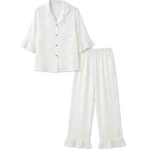 Conjunto de Pijama de Algodón Transpirable para Mujer, Diseño Nuevo de Primavera, Ropa de Dormir Sólida para Chicas, Traje de Casa Suave y a la Moda - Product Image 2