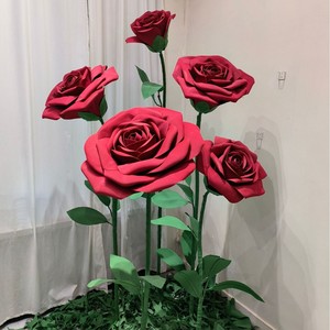 Decorazione per Eventi Nuziali, Composizione Floreale con Fiori Artificiali Giganti, Set <span class=keywords><strong>di</strong></span> Rose e Peonie Grandi in Organza e <span class=keywords><strong>Carta</strong></span> EVA - Product Image 2