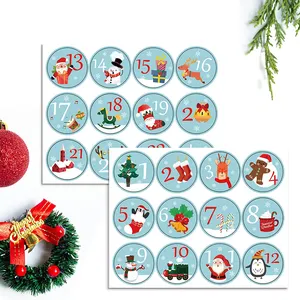 Stiker kalender kedatangan Natal hitung mundur 24 hari produk baru 2024 untuk tas kemasan hadiah