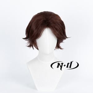 ND Arcane League Legends Viktor Cosplay Parrucca Regolabile Corta e Voluminosa Resistente al Calore in Fibra Sintetica Marrone Chiaro - Product Image 2