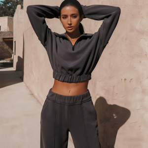 TKAN390 Fabricantes de sudaderas con capucha para mujer Impresión personalizada Casual Oversized Loose Thick Women's Streetwear Hoodie y Joggers Set - Product Image 3