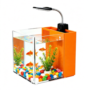 <span class=keywords><strong>Acquario</strong></span> da Tavolo Personalizzato in Acrilico Trasparente, Piccolo <span class=keywords><strong>Acquario</strong></span> Quadrato con Luce LED e Filtro <span class=keywords><strong>per</strong></span> <span class=keywords><strong>Pesci</strong></span> Betta e Decorazione Casa - Product Image 1