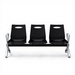 Silla de Espera Pública de 3 Plazas, Sillas de Sala de Espera <span class=keywords><strong>para</strong></span> Oficina, Hospital, Aeropuerto, Banco con Estructura Metálica y Asiento de Plástico <span class=keywords><strong>para</strong></span> Recepción - Product Image 1