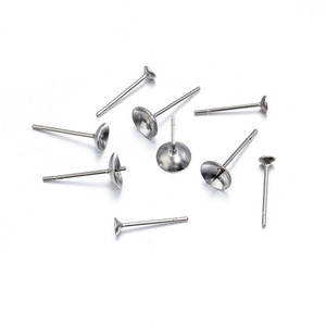 Stainless Steel Bowl-Shaped Earring <b>Post</b> Base <b>Round</b> For Earring Making DIY Jewelry Accessories - Product Image 5