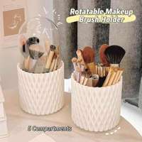 Support rotatif à 360° pour pinceaux de maquillage, organiseur de maquillage de bureau, boîte de rangement cosmétique, support pour rouges à lèvres et crayons à sourcils, conteneur à bijoux