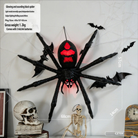 Nouvelle décoration d'Halloween en forme d'araignée noire suspendue, lumineuse et sonore, accessoire de fête, ambiance terrifiante