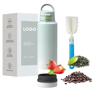 32OZ New Design Custom OEM ODM Wide Mouth Sweat Proof Thermo Insulated Stainless Steel Water Bottle With Storage Bottom