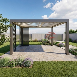Pergola bioclimatique en aluminium pur, anti-corrosion, résistante aux intempéries, pour villa côtière, extérieur, imperméable, <span class=keywords><strong>toit</strong></span> à lamelles réglables - Product Image 1
