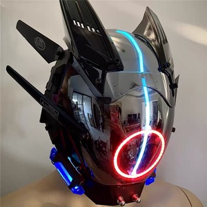 หน้ากากหมวก LED สไตล์ไซเบอร์พังก์ สำหรับดีเจ ดีเจดีเอส ใช้สำหรับการแสดงบนเวที เต้นรำ  วัสดุโพลีเอสเตอร์ 100% สำหรับผู้ใหญ่ - Product Image 2