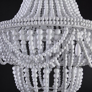 Wood Beaded Chandelier Semi Flush Mount Blue Ceiling <strong>Light</strong> <strong>Fixtures</strong> for Hallway Baby's <strong>Nursery</strong> Bedroom Kitchen-Highlight White - Product Image 6