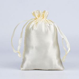 Custom White Silk Satin Drawstring Jewelry <b>Bag</b> for <b>Gift</b> Packaging with <b>Personalized</b> Logo - Product Image 1