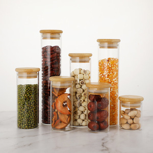 Mini diametro trasparente alto borosilicato tè <span class=keywords><strong>Cordyceps</strong></span> capsula di vetro vasetto con coperchio di bambù - Product Image 2
