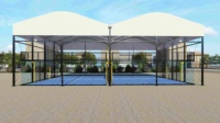 Terrain de padel professionnel avec toit robuste, équipement de terrain de tennis extérieur, terrain de padel panoramique, ensemble complet à vendre