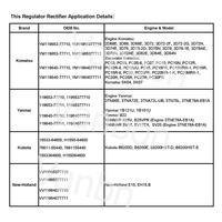 Redresseur régulateur de haute qualité 119653-77710 YM119640-77711 15533-64600 pour Komatsu, Kubota, Yanmar, New-Holland