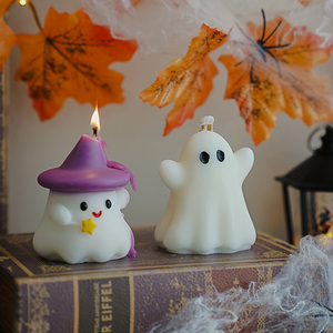 Velas de Fantasma de Halloween, Lindas y Espeluznantes Velas Aromáticas de Cera de Soja Blanca, Decoración para el Hogar en Navidad y Pascua, y para Uso en Bares - Product Image 2