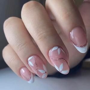 <span class=keywords><strong>Faux</strong></span> ongles en acrylique <span class=keywords><strong>rouge</strong></span> dégradé, forme amande, fabriqués à la machine, 48 pièces/boîte, brillants, pour banquets d'automne, élégants, vente en gros - Product Image 4