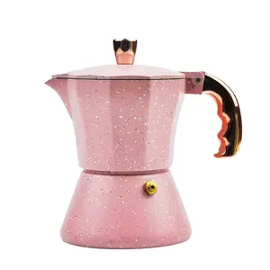 Thiết Kế Mới Màu Hồng 3-Cup Moka Pot Cafetera Cảm Ứng Espresso Máy Pha Cà Phê Cho Gas Hoặc Bếp Điện