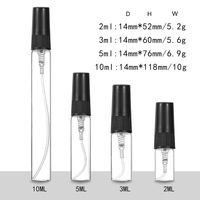 Botol parfum Mini kaca bening 2ml, 3ml 5ml 10ml dengan tutup penyemprot sekrup