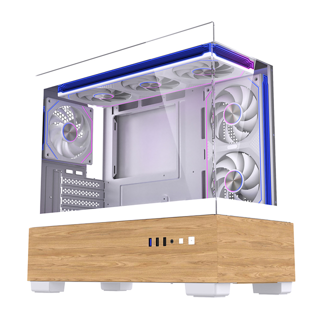 Lovingcool USB3.0 Computer Chassis New Arrival White ATX Full Tower PC Case Wooden Base Design Supports 360 Liquid Coolers for