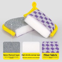 Éponge de nettoyage double face en forme de lingot carré, haute élasticité, pour vaisselle de cuisine, modèle XSJ-314, pour le dropshipping transfrontalier